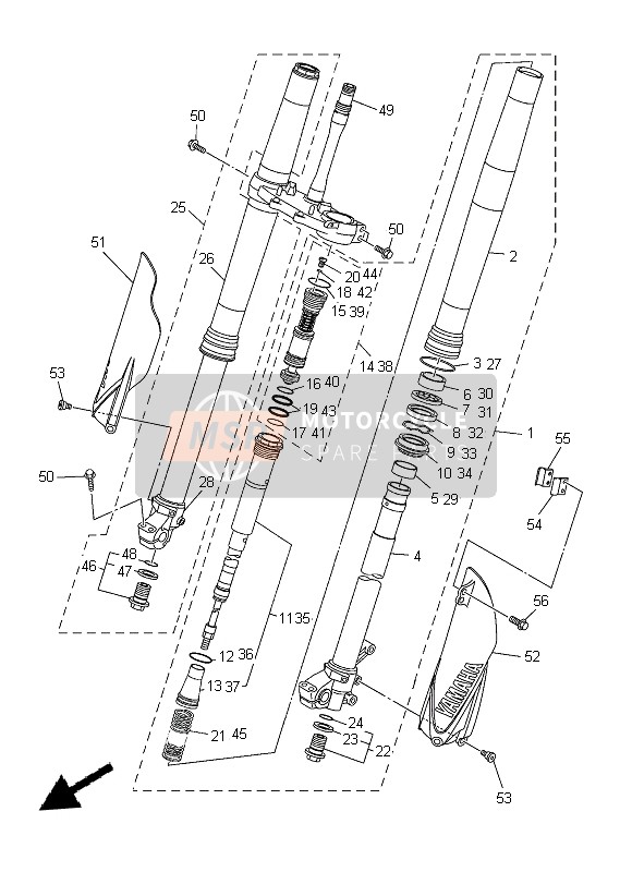 Yamaha YZ450F 2014 Forcella anteriore per un 2014 Yamaha YZ450F