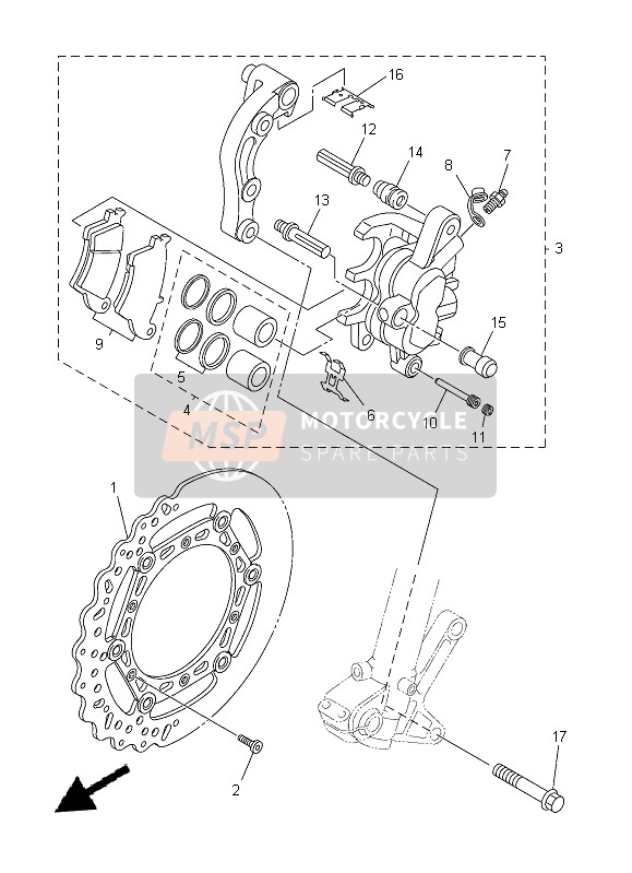 Yamaha YZ450F 2014 Pinza freno anteriore per un 2014 Yamaha YZ450F