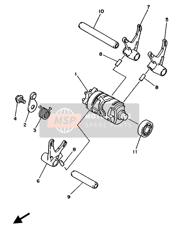 Yamaha YZ490 1987 Shift Cam & Fourchette pour un 1987 Yamaha YZ490