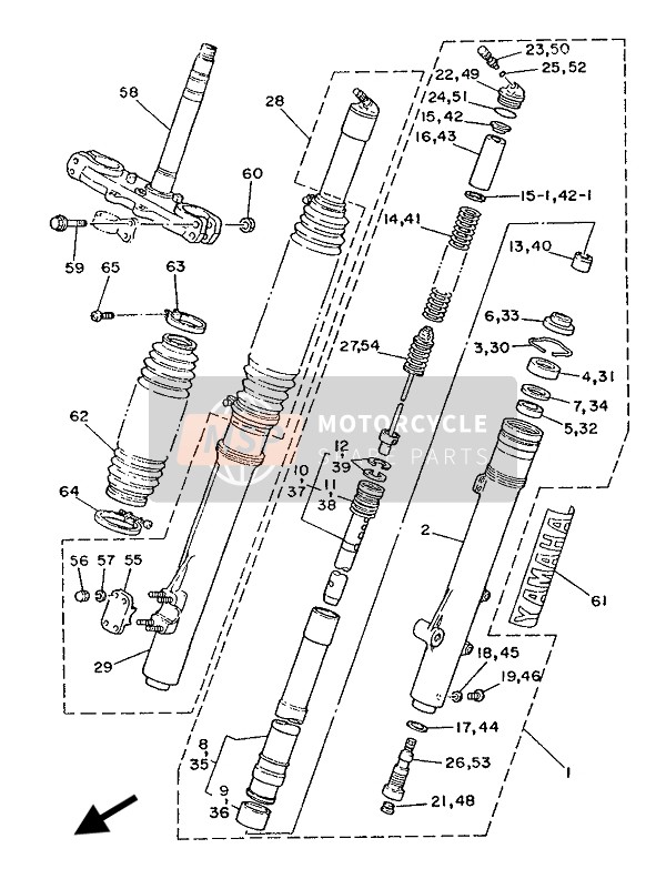 Yamaha YZ490 1987 Tenedor frontal para un 1987 Yamaha YZ490