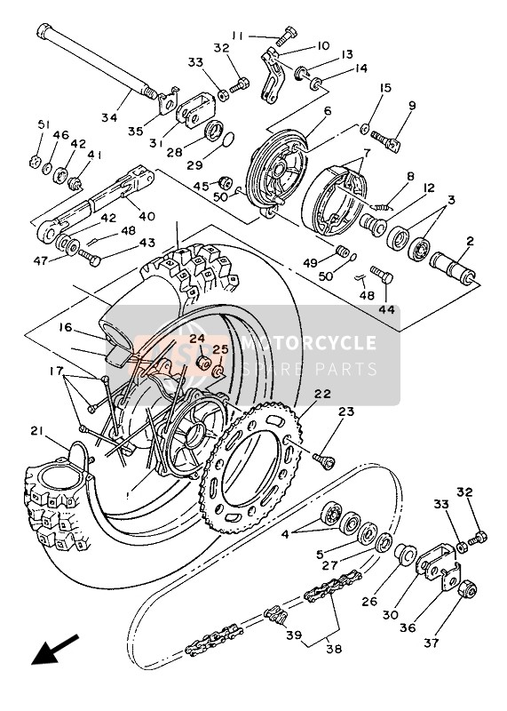 Yamaha YZ490 1987 Rear Wheel for a 1987 Yamaha YZ490