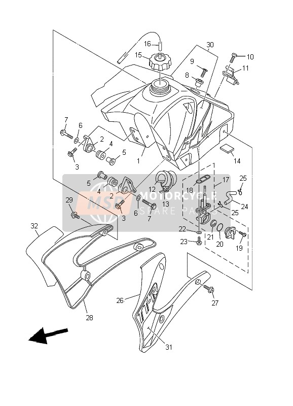 Yamaha TT-R125 SW & LW 2002 Réservoir d'essence pour un 2002 Yamaha TT-R125 SW & LW