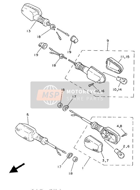 Yamaha YSR80 1988 Luz intermitente para un 1988 Yamaha YSR80
