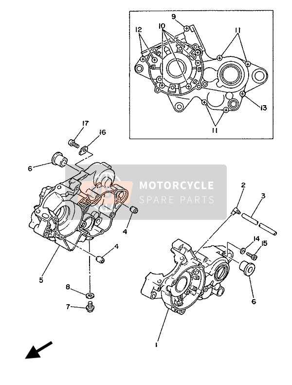 Yamaha YZ125 1988 Crankcase for a 1988 Yamaha YZ125