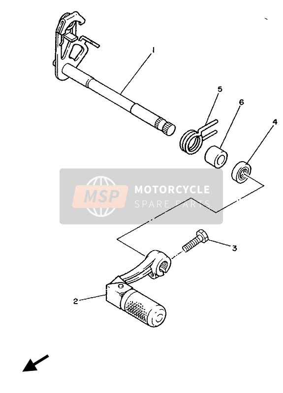 Yamaha YZ125 1988 Shift Shaft for a 1988 Yamaha YZ125