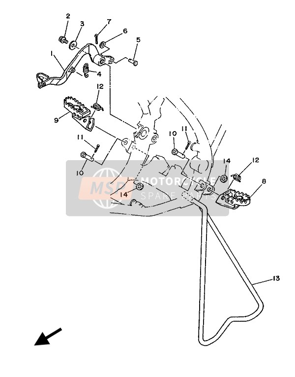 Yamaha YZ125 1988 Supporter & Repose Pieds pour un 1988 Yamaha YZ125