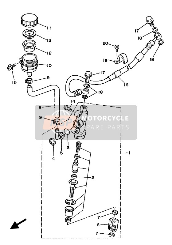 Yamaha YZ125 1988 Rear Master Cylinder for a 1988 Yamaha YZ125