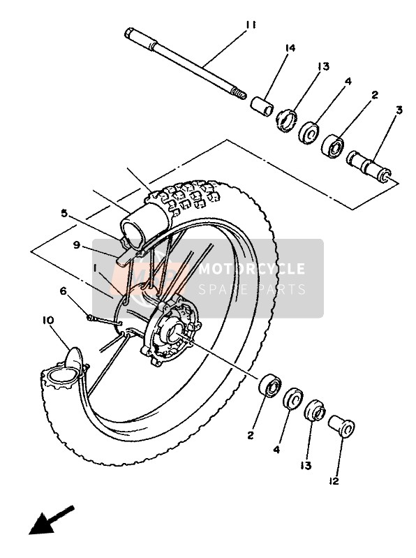 Yamaha YZ250 1988 Front Wheel for a 1988 Yamaha YZ250