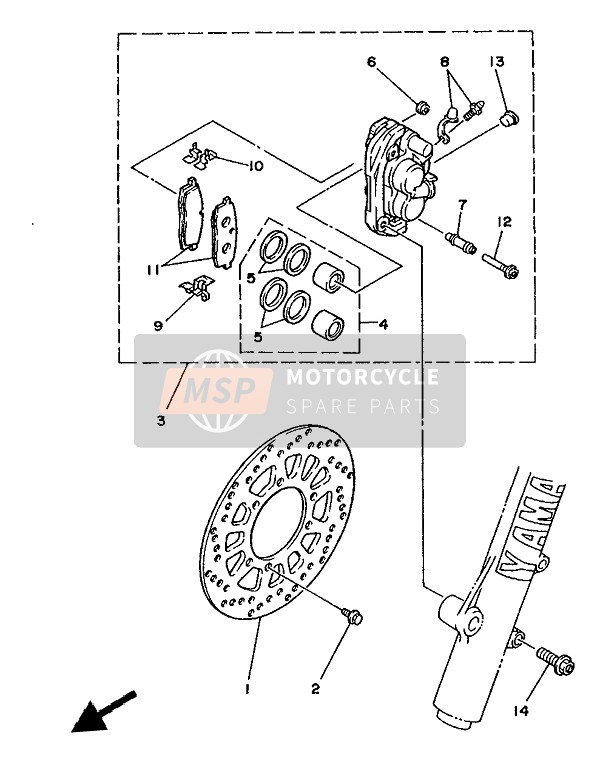 Yamaha YZ250 1988 Freno anteriore & Calibro per un 1988 Yamaha YZ250