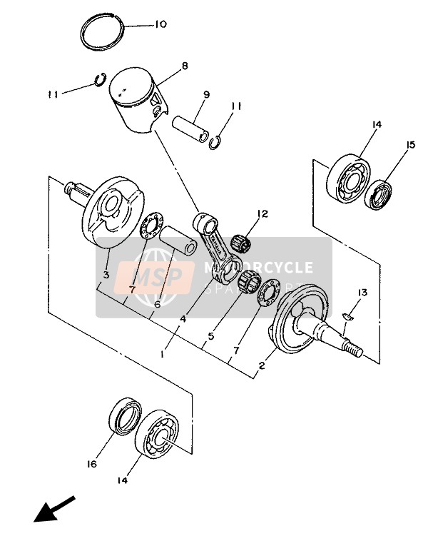 Yamaha YZ80 1989 Crankshaft & Piston for a 1989 Yamaha YZ80