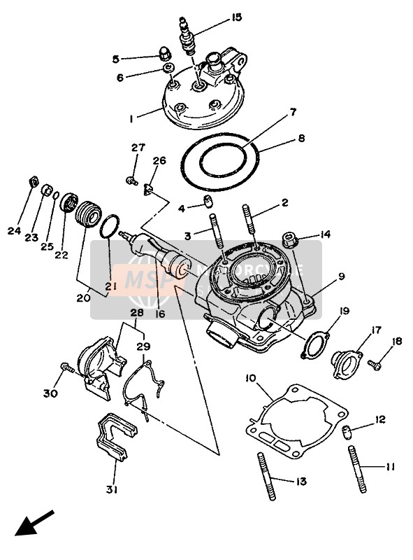 Yamaha YZ125 1989 Cylinder Head for a 1989 Yamaha YZ125