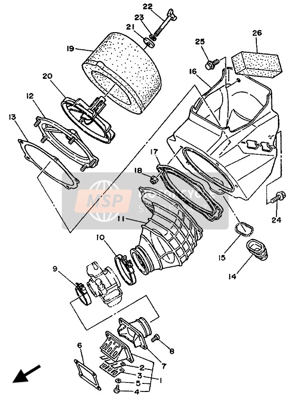 Yamaha YZ125 1989 Intake for a 1989 Yamaha YZ125