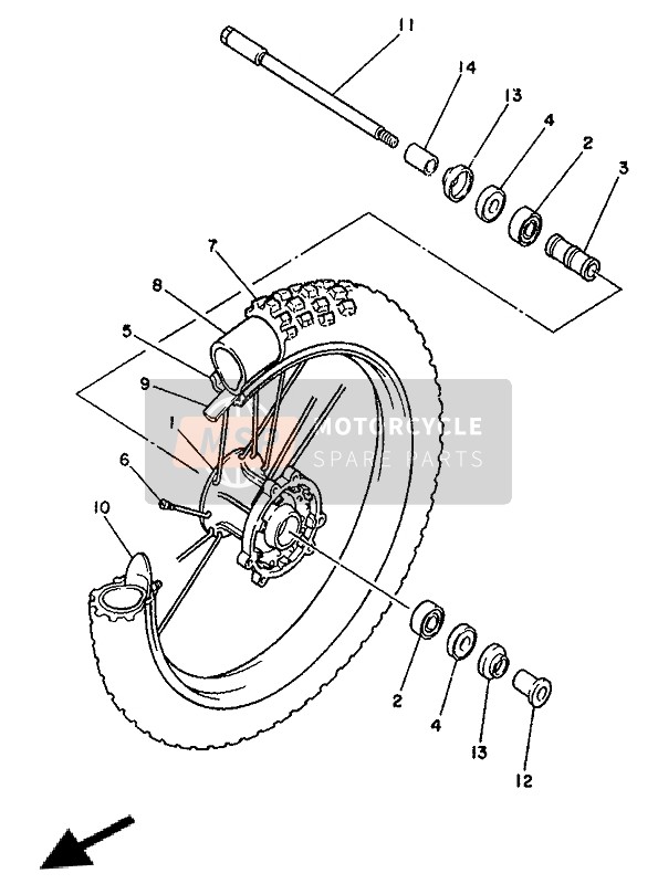 Yamaha YZ125 1989 Front Wheel for a 1989 Yamaha YZ125