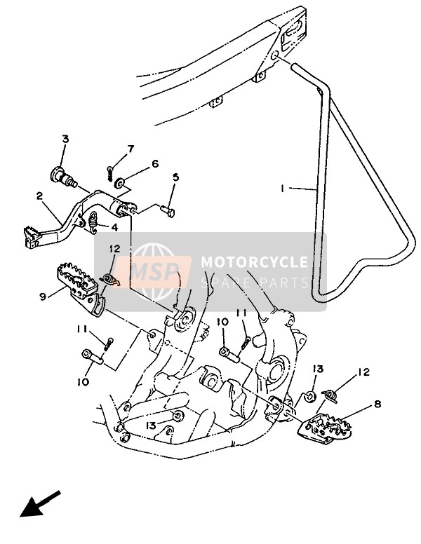 Yamaha YZ250 1989 STÄNDER & FUSSRASTE für ein 1989 Yamaha YZ250