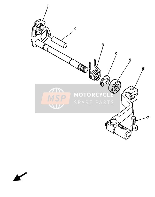 Yamaha YZ80 (LC & A) 1990 Schakelas voor een 1990 Yamaha YZ80 (LC & A)