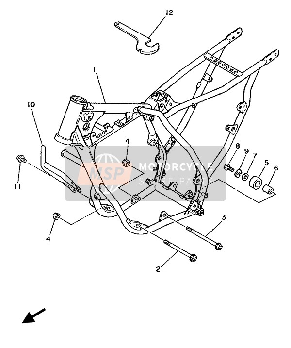 Yamaha YZ80 (LC & A) 1990 Frame for a 1990 Yamaha YZ80 (LC & A)