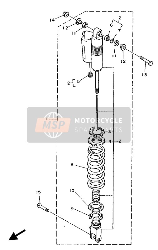 Yamaha YZ125LC 1990 Suspension arrière pour un 1990 Yamaha YZ125LC