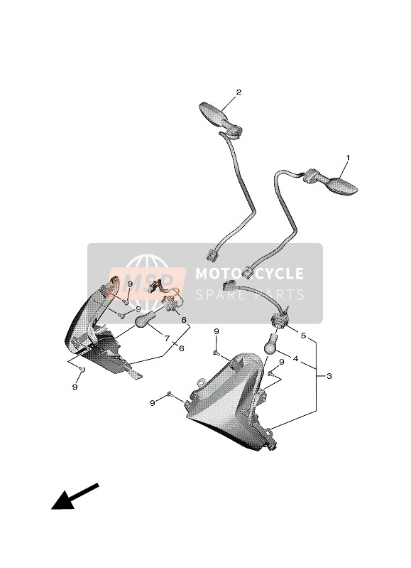 BC3833200000 Vorderer Blinker Kompl. 2 Teile Yamaha - MSP