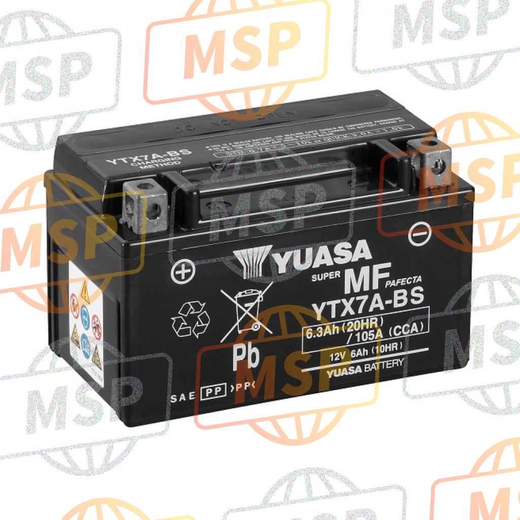 31500HB7305, Battery YTX7A-BS Vendido Sin Ácido, Honda, 2