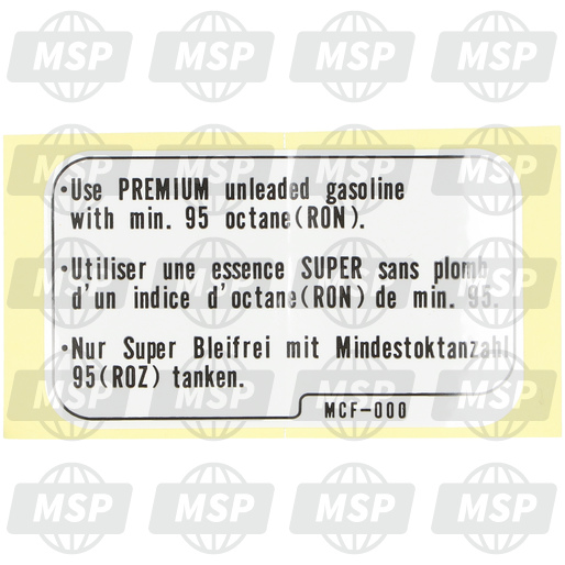 87135MCF000, Label, Fuel Caution  (English/french/german), Honda, 1