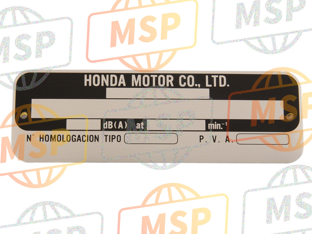 87501MAS415, Plate, Registered Number, Honda, 1