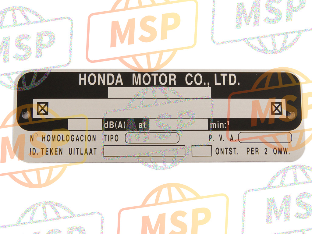 87501MBWP00, Plaat, Registratienummer, Honda, 1