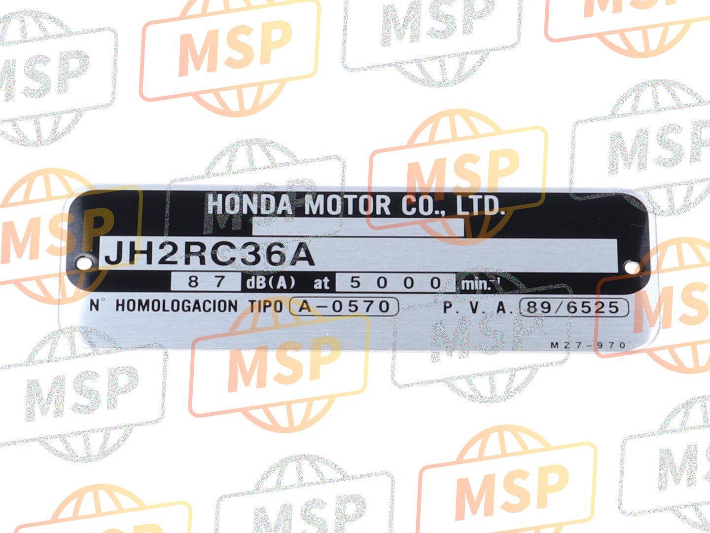 87501MZ7970, Plate, Registered Number, Honda, 1