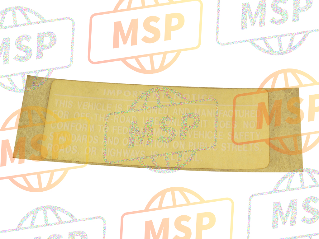 Msp Label 87504130720ZB Label , Use Caution NH0 (NH0 Championship White) Part ...