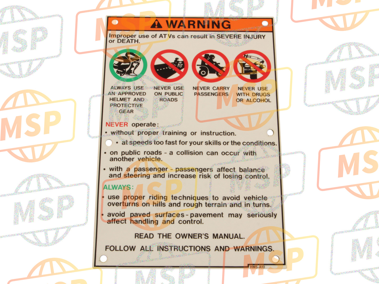 87504HM5A10, Label, General Warning (English), Honda, 1