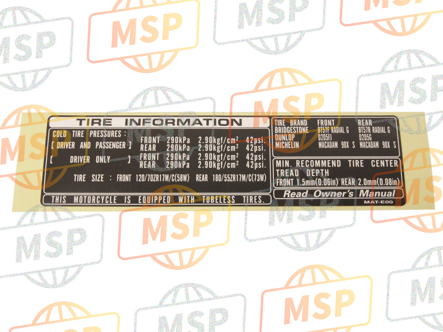 87505MATE00, Etiquette De Pneu, Honda, 1