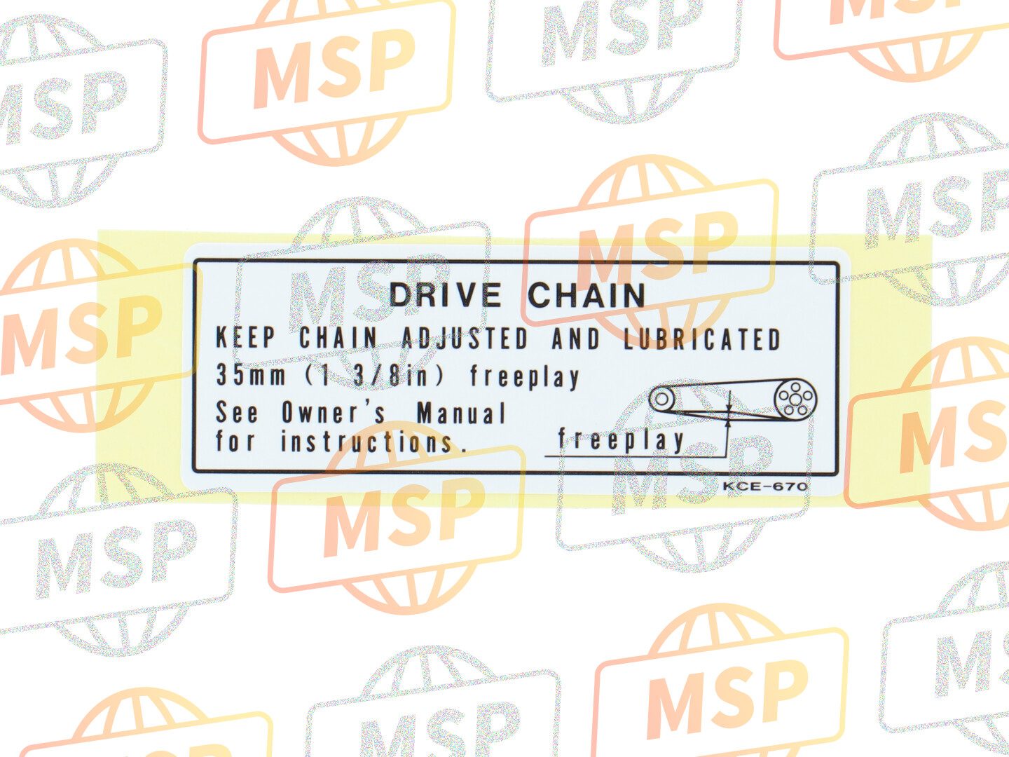 87507KCE670, Label, Drive Chain (English), Honda, 1