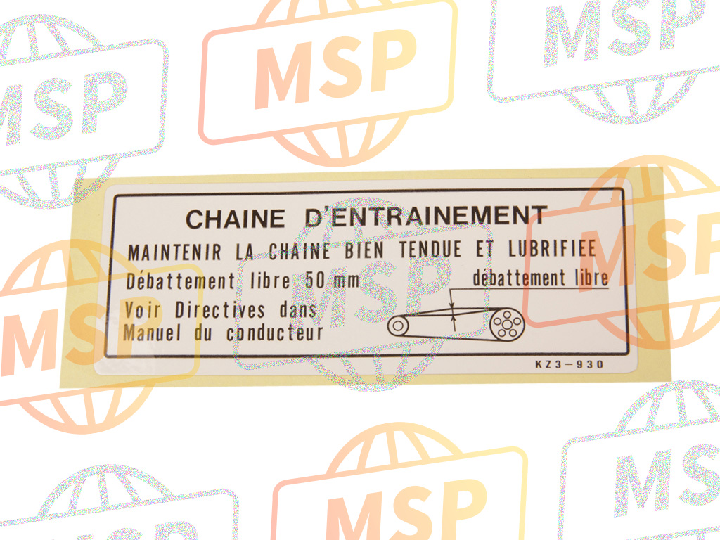 87507KZ3930, Label, Drive Chain (French), Honda, 1