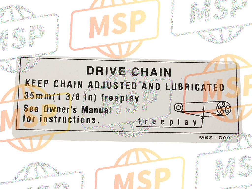 87507MBZG00, Label, Drive Chain, Honda, 1