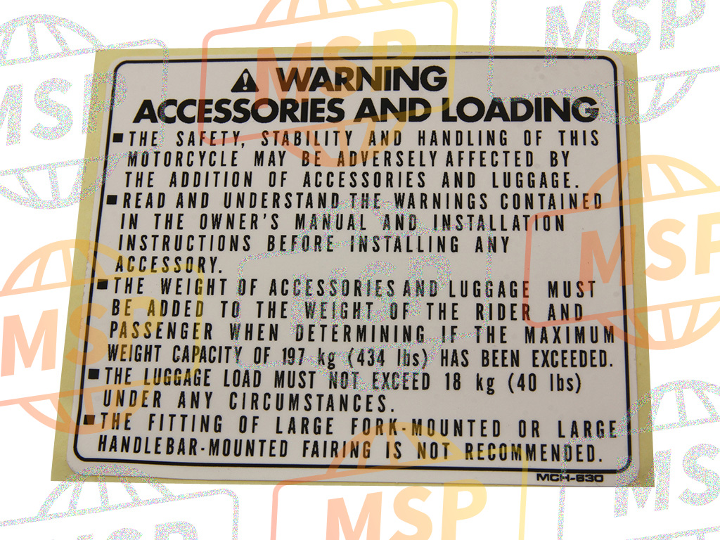 87512MCH630, Label, Accessories & Loading, Honda, 1