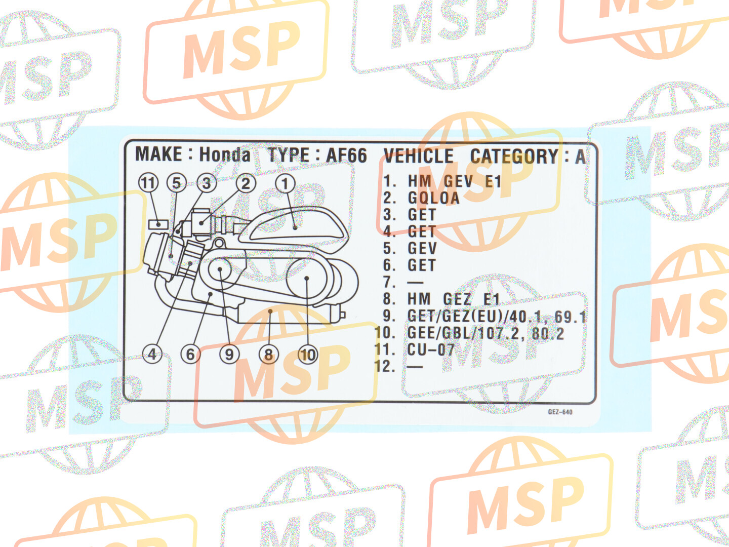 87520GEZ640, Label, Afsluiting, Honda, 1