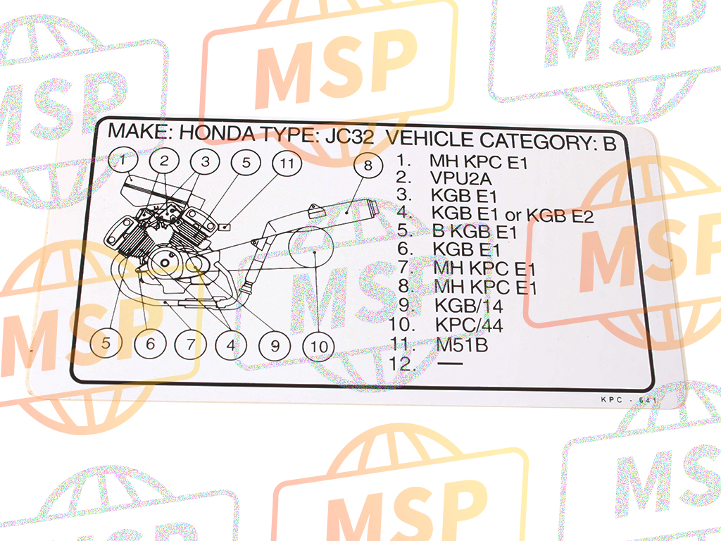 87520KPC641, Label, Tamper Proof, Honda, 1