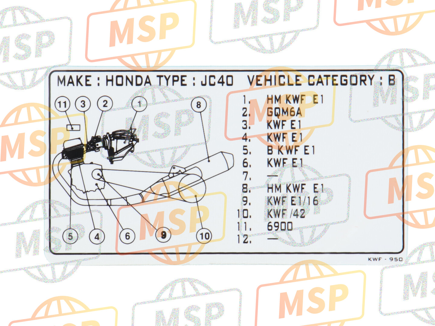 87520KWF950, Label, Tamper Proof, Honda, 1