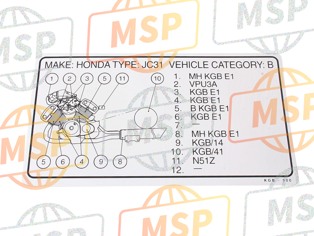 87565KGB900ZA, Label, Color *TYPE1* (NH1), Honda, 1