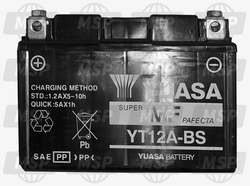 639792, Batterie  12V 10 AH-YT12A-BS Yuasa, Piaggio, 1