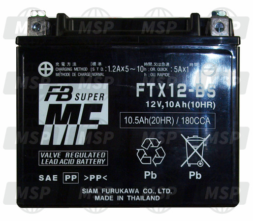 260121434, Battery,FTX12-BS,12V 10A KLE65, Kawasaki, 1