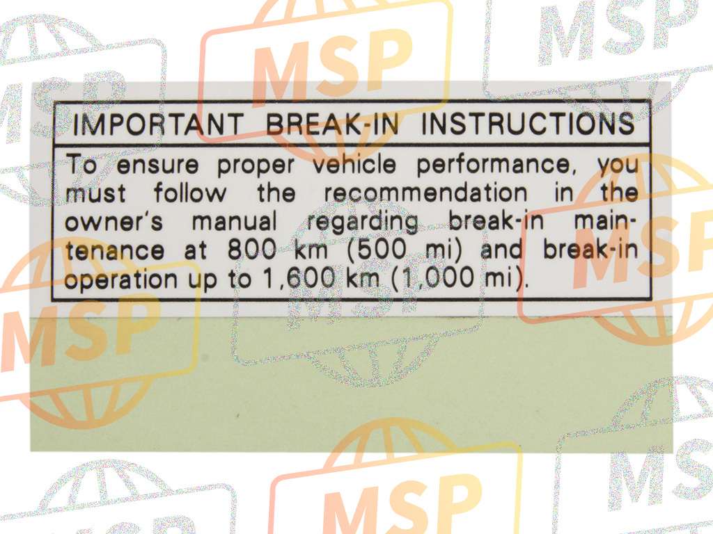 560401008, Label,Break In, Kawasaki, 1