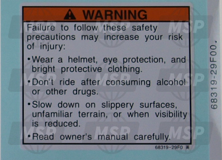 6831929F01, Label,General Warning, Suzuki, 1