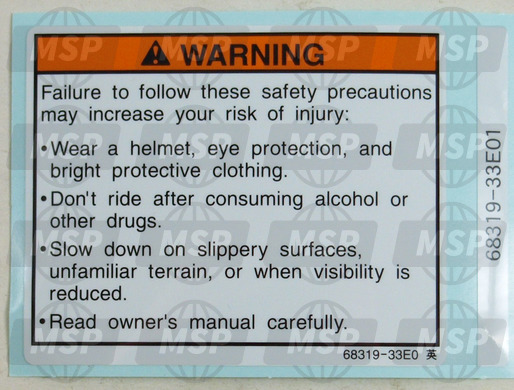 6831933E02, Label,General Warning, Suzuki, 1
