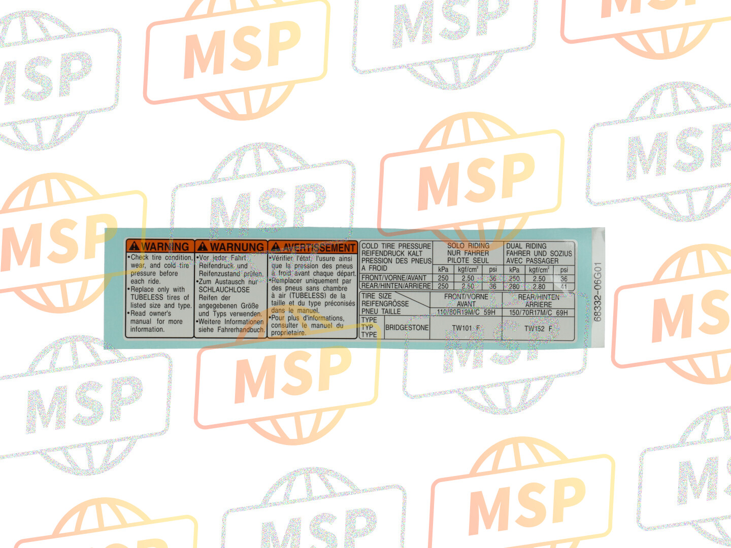 6833206G01, Label,Tire Info, Suzuki, 1