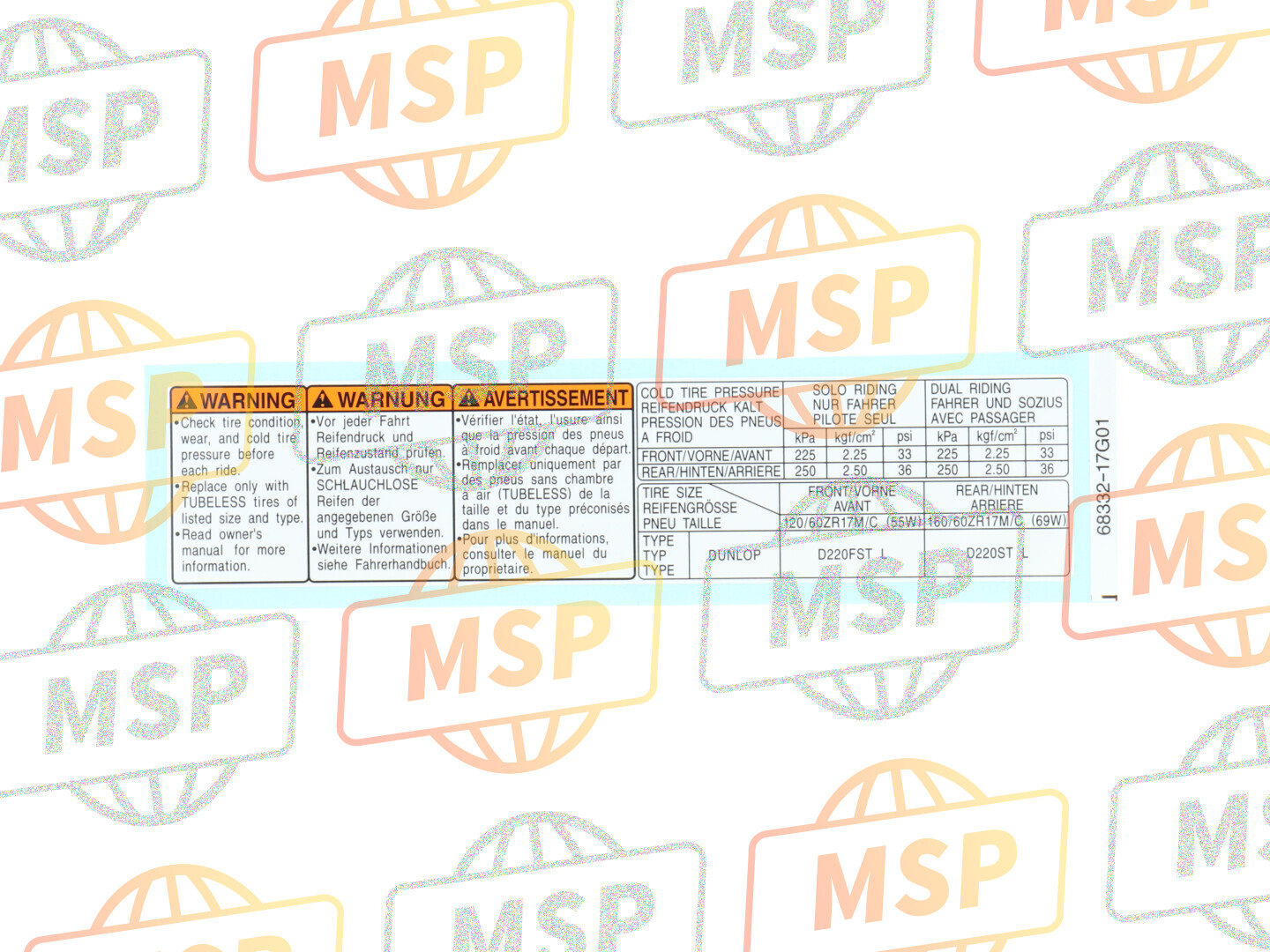 6833217G01, Label,Tire Information, Suzuki, 1