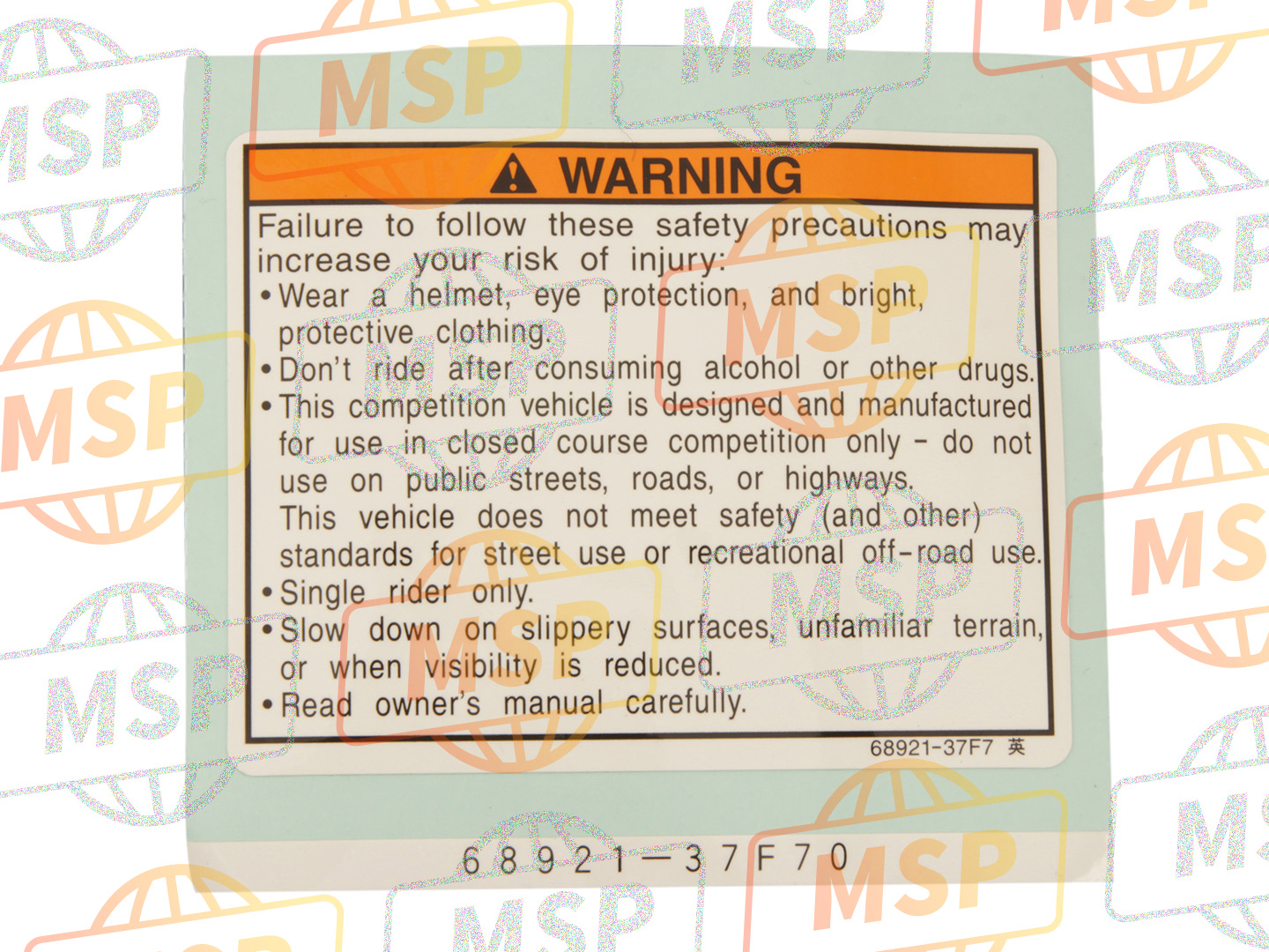 6892137F70, Label Warning RM125&250/K3, Suzuki, 1