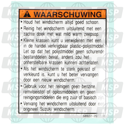 6892229F71, Label, Screen (Dutch), Suzuki, 1