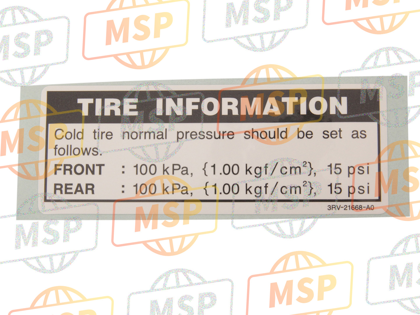 3RV21668A100, Label, Tire, Yamaha, 1