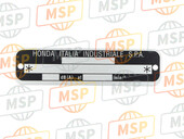 87501KTWP00, Piastra Numero Registrazi, Honda