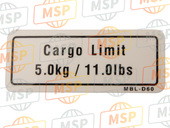 87520MBL610, Label, Bagagegrens (5.0), Honda